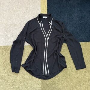 Express Black Long-Sleeve Shirt with White Trim